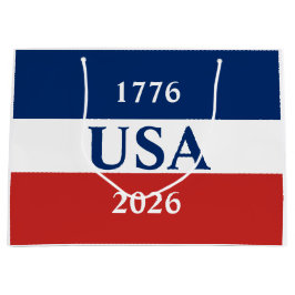 1776 アメリカ 2026 レッド ホワイト ブルー 愛国心 ラージペーパーバッグ