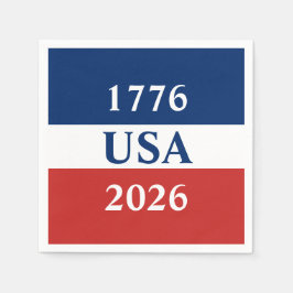 1776 アメリカ 2026 赤白青愛国 スタンダードカクテルナプキン