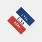 1776 アメリカ 2026 赤白青愛国 スタンダードカクテルナプキン (角)