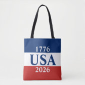 1776 アメリカ 2026 赤白青愛国 トートバッグ (正面)