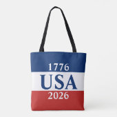 1776 アメリカ 2026 赤白青愛国 トートバッグ (裏面)