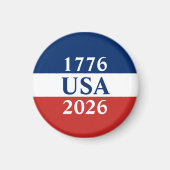 1776 アメリカ 2026 赤白青 愛国 マグネット (正面)