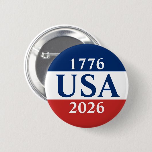 1776 アメリカ 2026 赤 白 青 アメリカ 250周年記念 缶バッジ (正面&裏面)