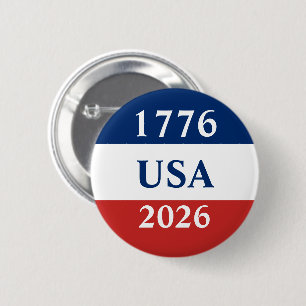 1776 アメリカ 2026 赤 白 青 愛国 缶バッジ