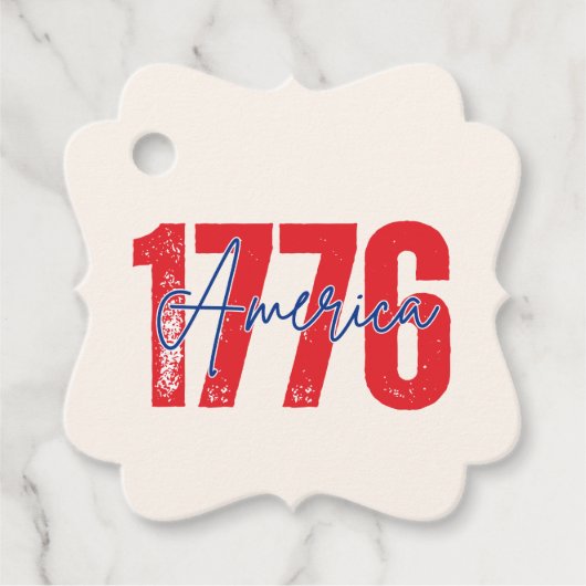 「1776 アメリカ」250周年記念ソフトアイボリー7月4日  フェイバータグ (正面)