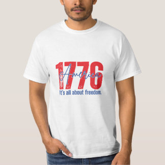 1776 フリーダム アメリカ国旗 4th of July Tシャツ