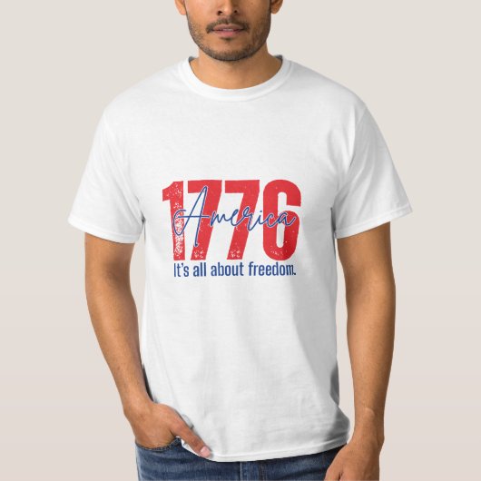 1776 フリーダム アメリカ国旗 4th of July Tシャツ (正面)