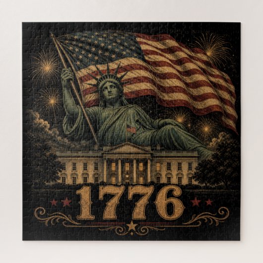 1776 愛国 アメリカ国旗 自由の女神 ジグソーパズル (縦)