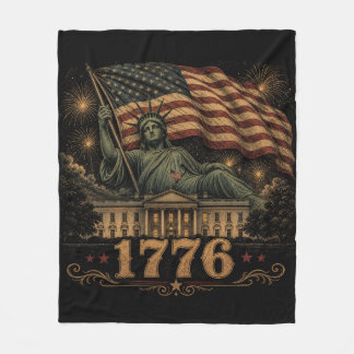 1776 愛国 アメリカ国旗 自由の女神 フリースブランケット