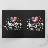 1776-2026年7月4日250周年かわいい国旗ハート カード (内部)