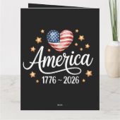 1776-2026年7月4日250周年かわいい国旗ハート カード (裏面)