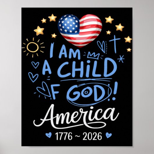 1776 2026 アメリカの神の子 250周年 誕生日 4 ポスター (正面)