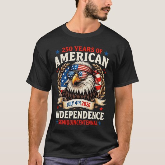 1776-2026 アメリカの自由の鷲 Tシャツ (正面)