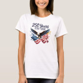 1776-2026 アメリカの誇り イーグル ウォーターカラー フラッグ Tシャツ (正面)