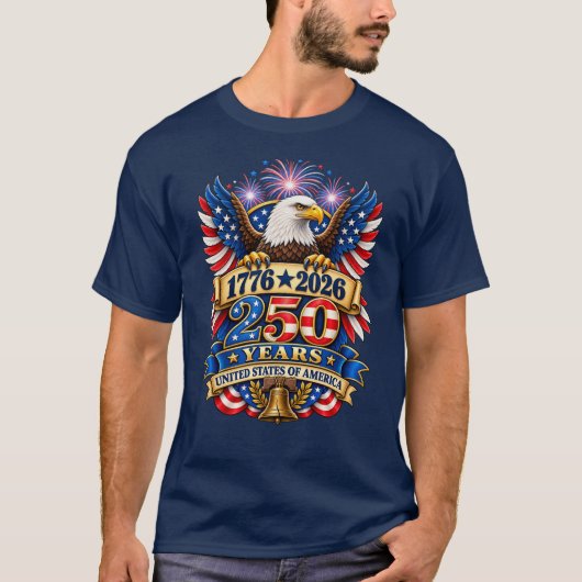 1776–2026 アメリカ合衆国 250周年 Tシャツ (正面)