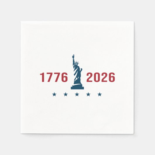 1776 2026 アメリカ建国250周年 パトリオティック スタンダードカクテルナプキン (正面)