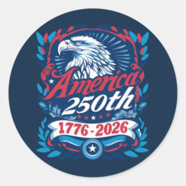 1776-2026 アメリカ建国250周年 ヴィンテージ愛国 ラウンドシール