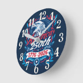 1776-2026 アメリカ建国250周年 ヴィンテージ パトリオティック ラウンド壁時計 (傾斜)