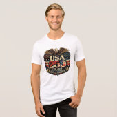 1776-2026 アメリカ建国250周年 7月4日 トライブレンドTシャツ (正面全面)
