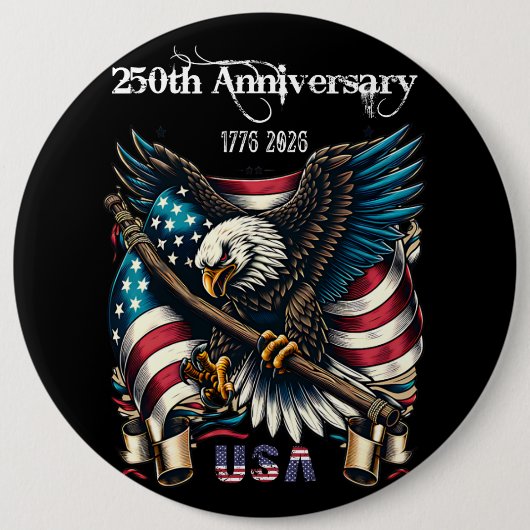 1776 2026 アメリカ独立記念日おめでとう 缶バッジ (正面)