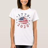 1776 2026 アメリカ独立記念 星柄 サークルデザイン 女性用Tシャツ 250周年記念 Tシャツ (正面)