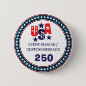 1776–2026 アメリカ独立250周年記念パトリオティックフラグ 缶バッジ (正面)