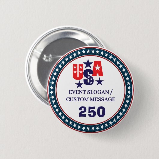 1776–2026 アメリカ独立250周年記念パトリオティックフラグ 缶バッジ (正面&裏面)