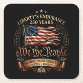 1776-2026 アメリカ独立250周年記念 スクエアペーパーコースター (正面)