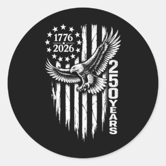 1776 2026 アメリカ独立250周年 イーグル アメリカ国旗 ラウンドシール