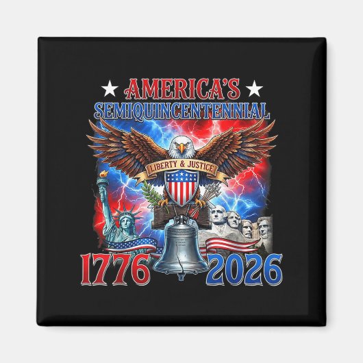 1776-2026 アメリカ独立250周年 7月4日 マグネット (正面)