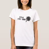 1776-2026 シンプル ブラック タイポグラフィ 花火 Tシャツ (正面)