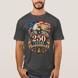 1776–2026 ビンテージ アメリカ国旗 250周年記念 アメリカ愛Tシャツ Tシャツ
