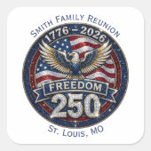 1776-2026 フリーダム250 周年記念パーティーラベル スクエアシール (正面)