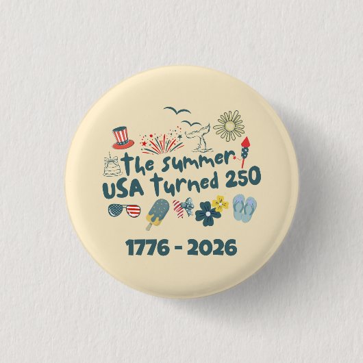 1776 - 2026 レトロ250周年記念7月4日 缶バッジ (正面)