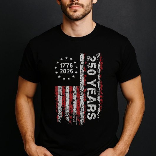 1776-2026 ヴィンテージ アメリカ国旗 250周年 愛国者 Tシャツ