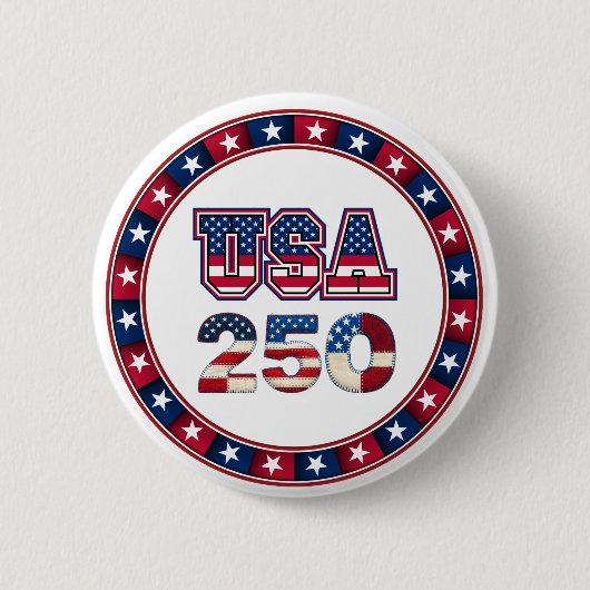 1776–2026 愛国USA建国250周年記念 缶バッジ (正面)