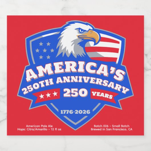 1776–2026 Eagle Shield • Custom Homebrew Label USA ビールラベル (シングルラベル)