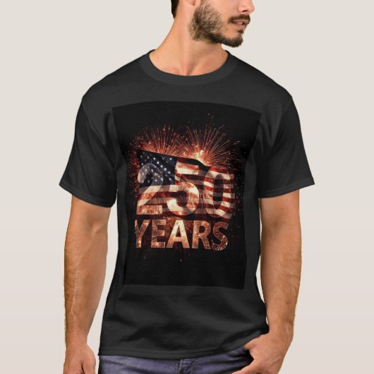 “1776–2026 Fireworks Glory” Tシャツ (正面)