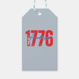 "1776 America" 洗練されたブルーグレー 7月4日 ギフトタグ