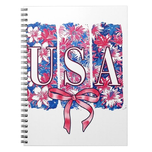 1776 America 4th of July USAフローラ花 ノートブック (正面)