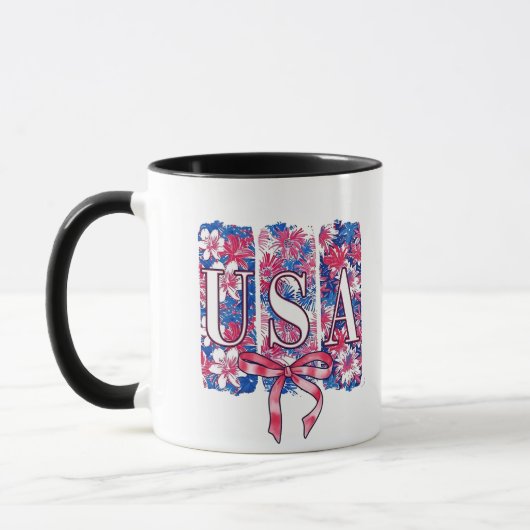 1776 America 4th of July USAフローラ花 マグカップ (左)