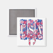 1776 America 4th of July USAフローラ花 マグネット (正面/裏面)
