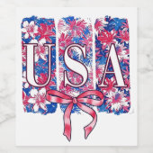 1776 America 4th of July USAフローラ花 ワインラベル (シングルラベル)