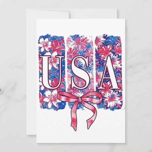 1776 America 4th of July USAフローラ花 招待状 (正面)