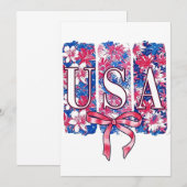 1776 America 4th of July USAフローラ花 招待状 (正面/裏面)