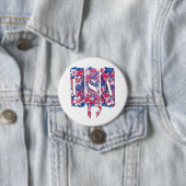 1776 America 4th of July USAフローラ花 缶バッジ (インサイチュ)