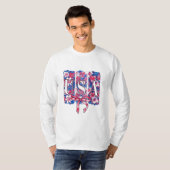 1776 America 4th of July USAフローラ花 Tシャツ (正面フル)