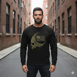 1776 American Flag Skull Crescent Moon T-Shirt スウェットシャツ