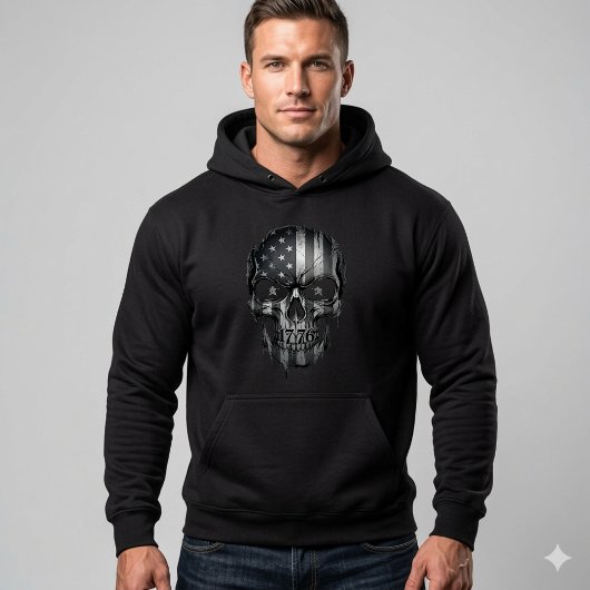 1776 American Flag Skull Hoodie | USA 250th パーカ