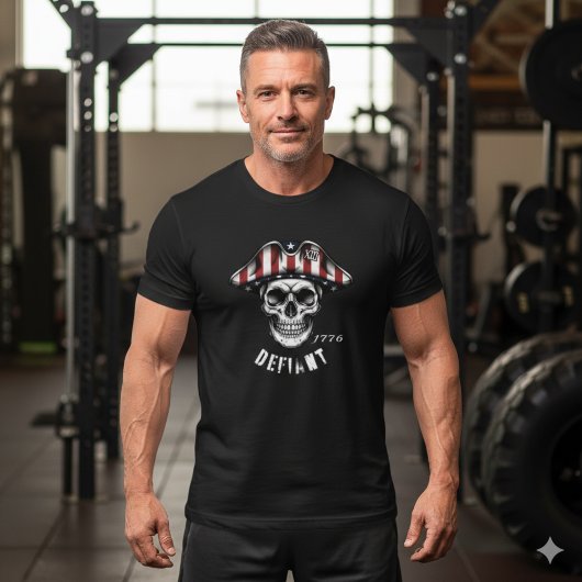 1776 Defiant Skull Patriot T-Shirt Tシャツ